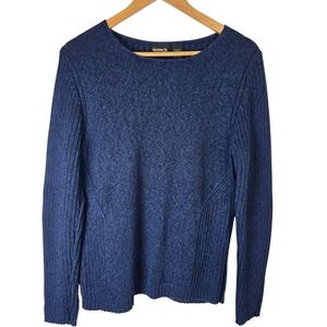 Guide Series‎ Womens Blue Cotton Blend Long Sleeve Knit Sweater Size L